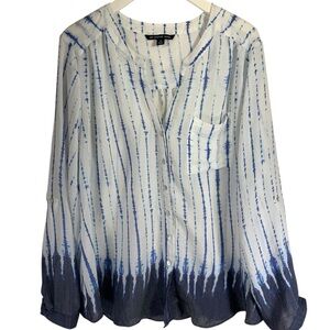 Zac & Rachel plus size Blue and White Women's peasant blouse sz1X